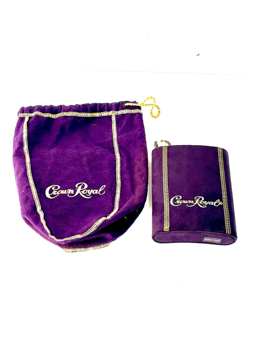 Crown Royal Purple Velvet Flask and Bag